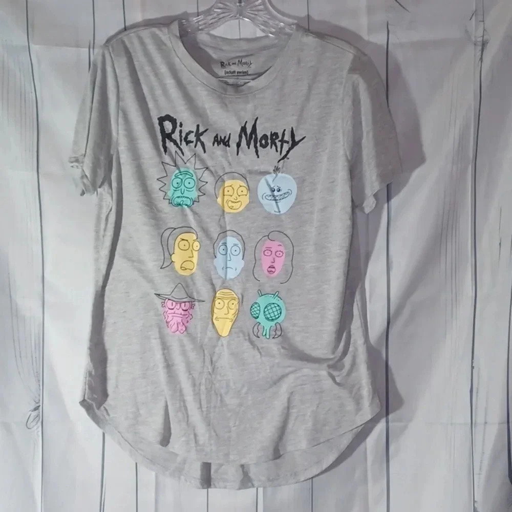 Rick and Morty crew neck round hem t-shirt